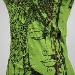 Buddha T-shirt Yoga Top Green Hindu God Thailand..