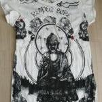 Buddha T-shirt Yoga Boho White Hindu God Crinkle..