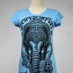 Ganesha T-shirt Buddha Yoga Tee Blue Hindu God S M..