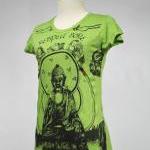 Buddha T-shirt Yoga Top Green Ganesha Boho Hindu..