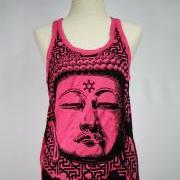Buddha Tank top Yoga Singlet Ganesha Hamsa Hindu God T-shirt Boho Om Pink S M L XL