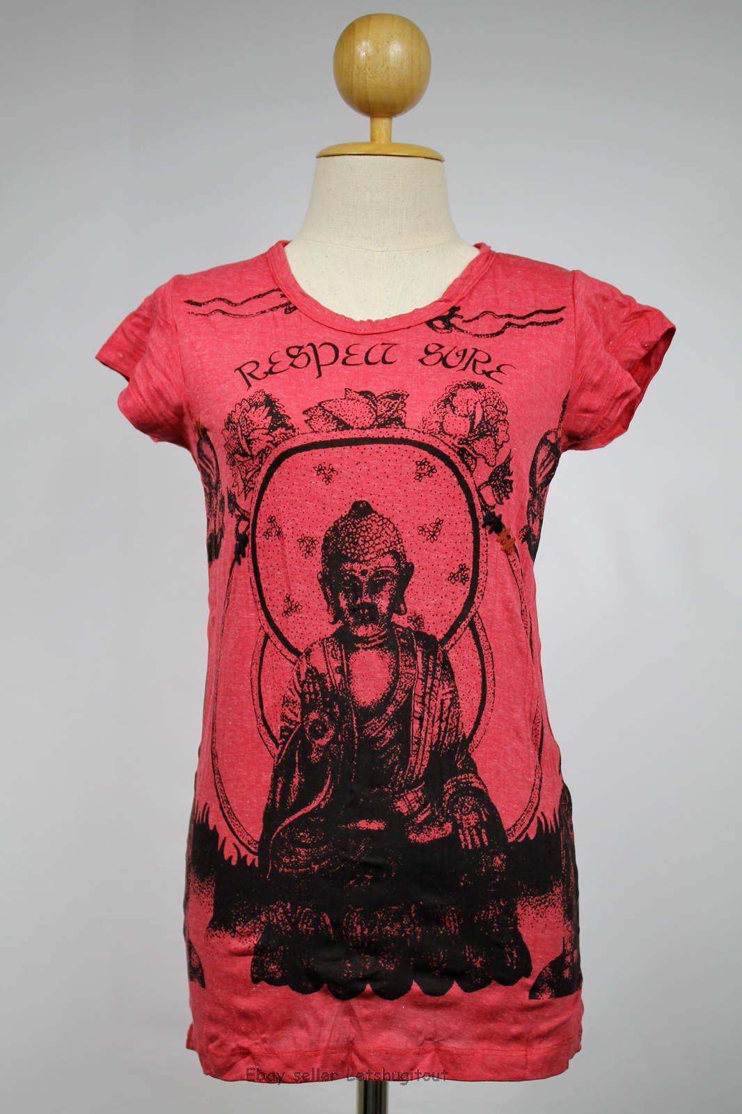 Buddha T-shirt Crinkle Cotton Yoga Outfit Hindu God Red S M L Xl