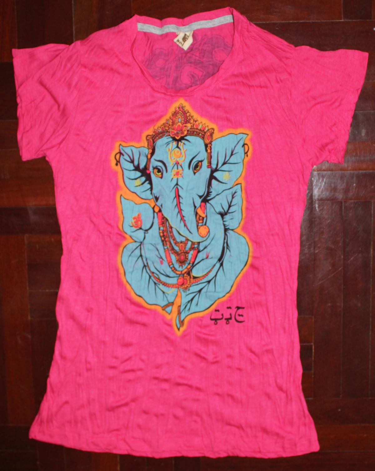 Women's T Shirt Size S Only Ganesha Hindu Om Sign Hamsa Hand Yoga Clothing Buddha T-shirt Yoga Tee
