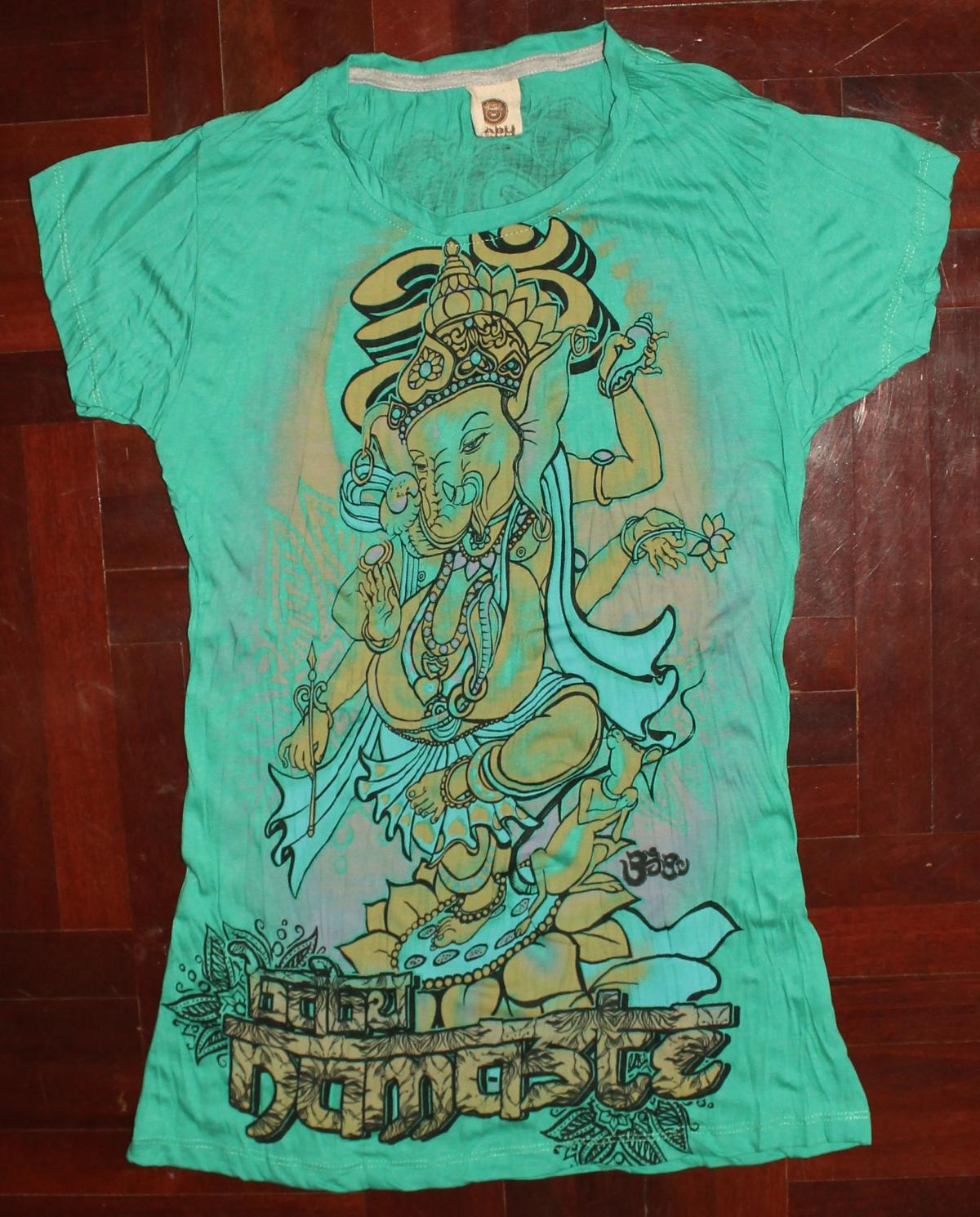 Women's T Shirt Size S Only Ganesha Hindu Om Sign Hamsa Hand Yoga Clothing Buddha T-shirt Yoga Tee