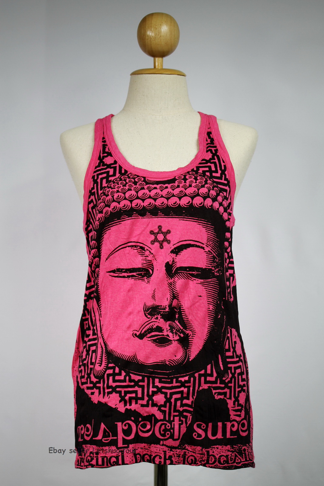 Buddha Tank Top Yoga Singlet Ganesha Hamsa Hindu God T-shirt Boho Om Pink S M L Xl
