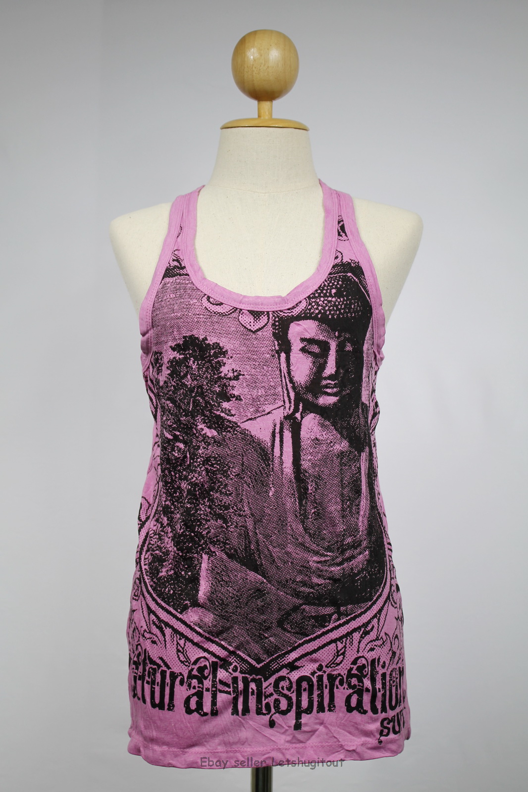 Buddha Tank Top Yoga Singlet Purple Hindu God Crinkle Cotton S M L Xl