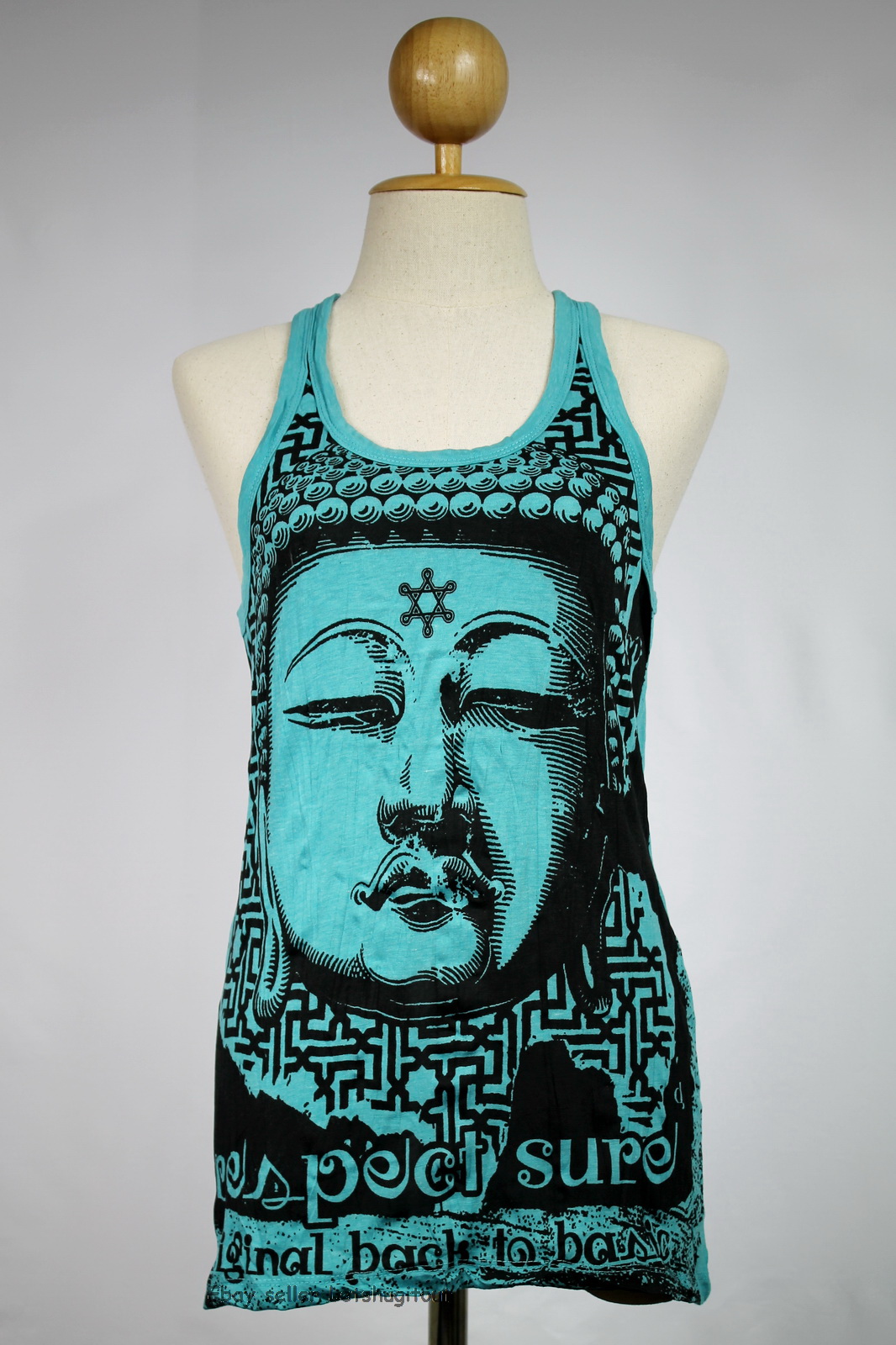 Buddha Tank Top Yoga Singlet Top Turquoise Hindu God S M L Xl on Luulla