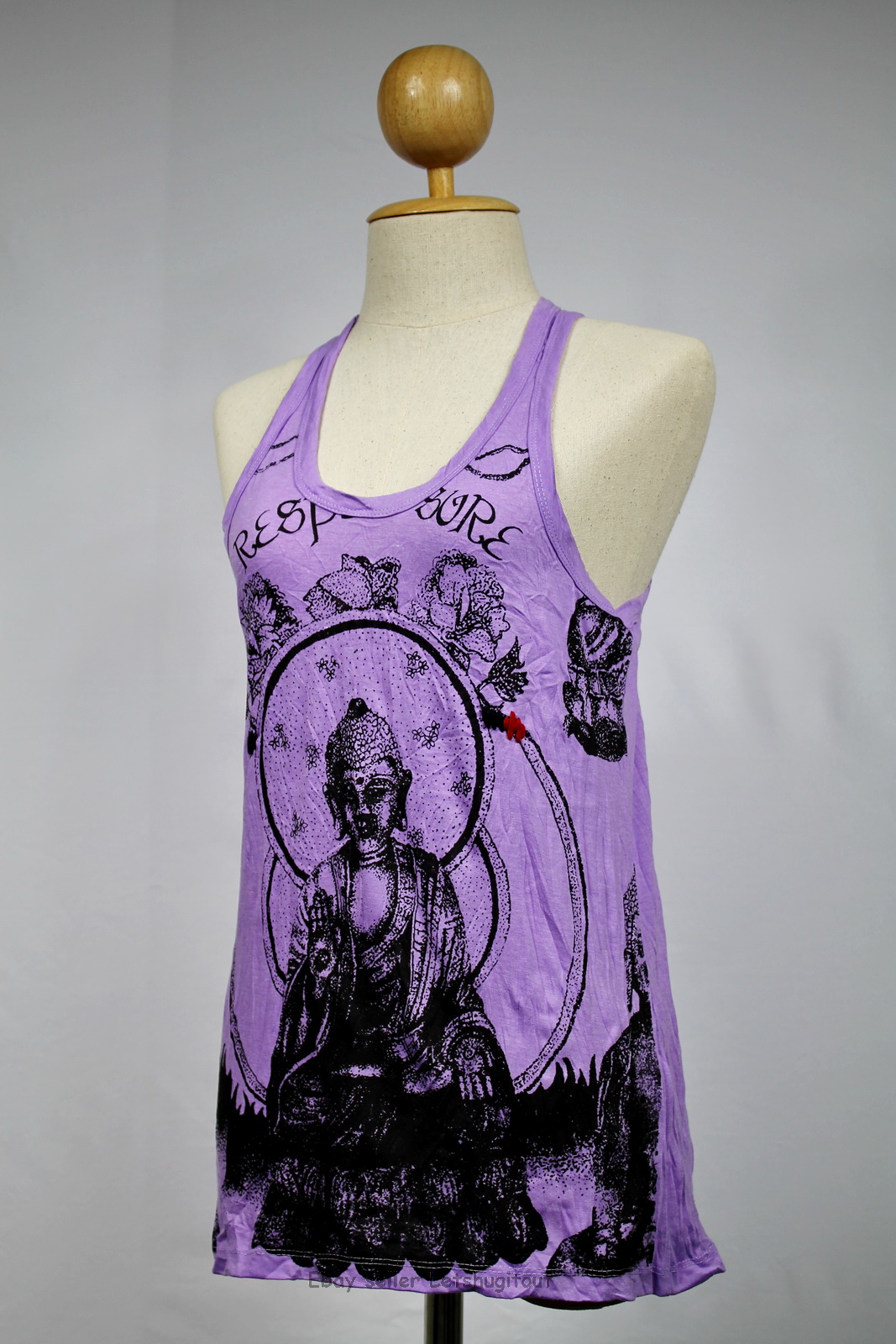 Buddha Tank Top Yoga Singlet Ganesha T-shirt Boho Om Hindu God Lavender ...